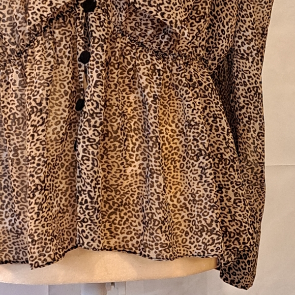 ZARA LEOPARD PRINT PUSSYCAT BOW TIE 90'S STYLE BLOUSE IN BLACK/BROWN SZ M - Picture 10 of 15